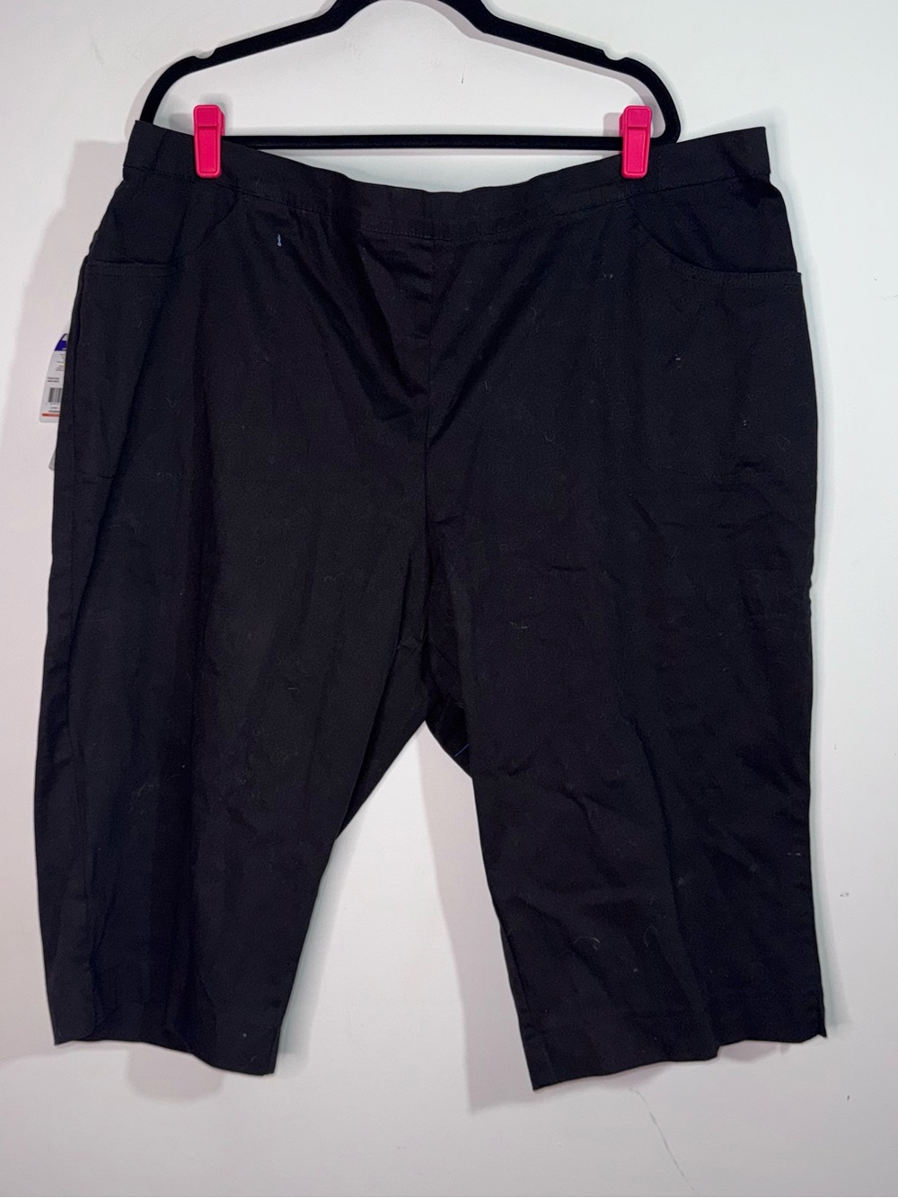 Just My Size 4X Black Capri Pants Stretch Cotton Plus Size Cropped Pockets NWT